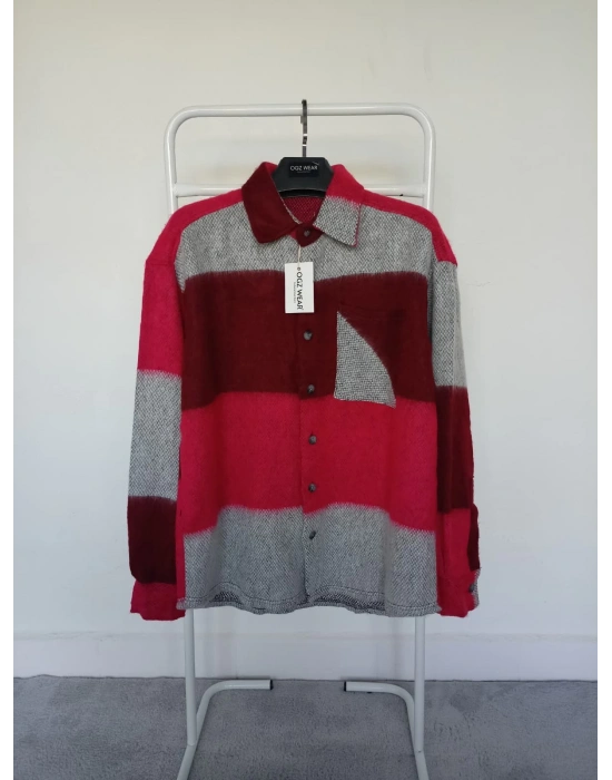 Kırmızı Gri Marrakech %100 Pamuklu Premium Oduncu Gömlek