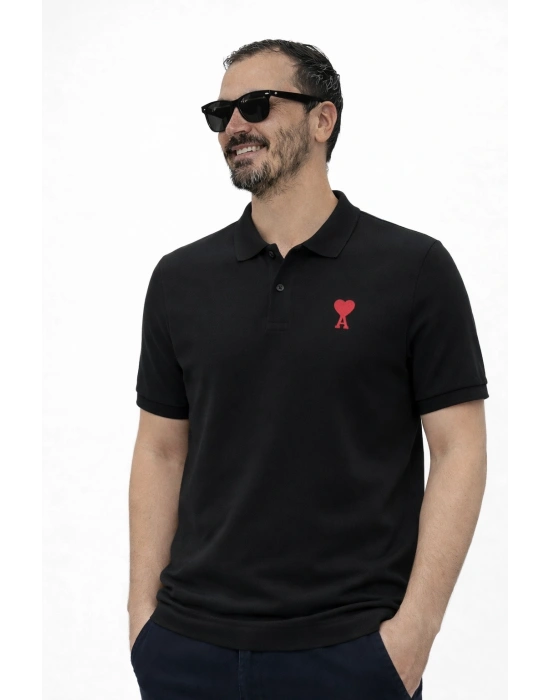 Siyah Amr Premium %100 Pamuklu Polo Yaka T-Shirt