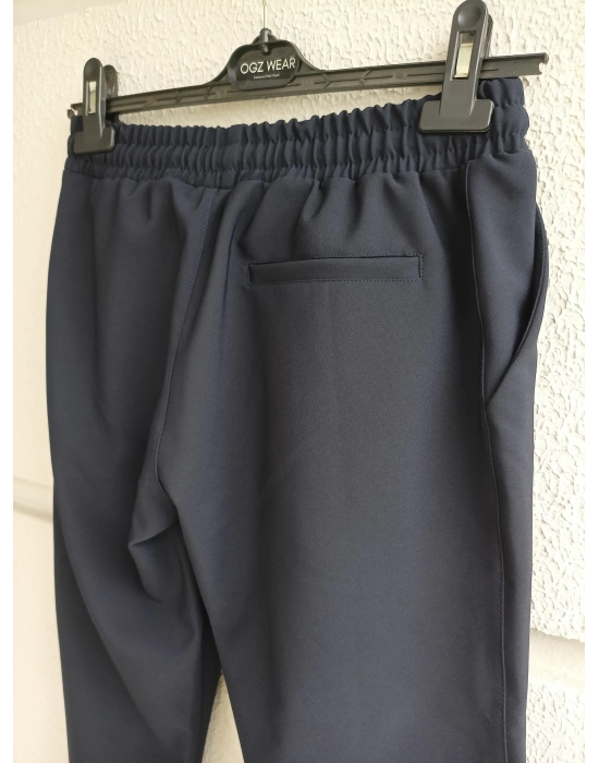 Lacivert Premium Double Kumaş Likralı Esnek Duble Paça Jogger Pantolon