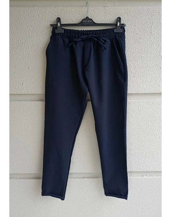 Lacivert Premium Double Kumaş Likralı Esnek Duble Paça Jogger Pantolon