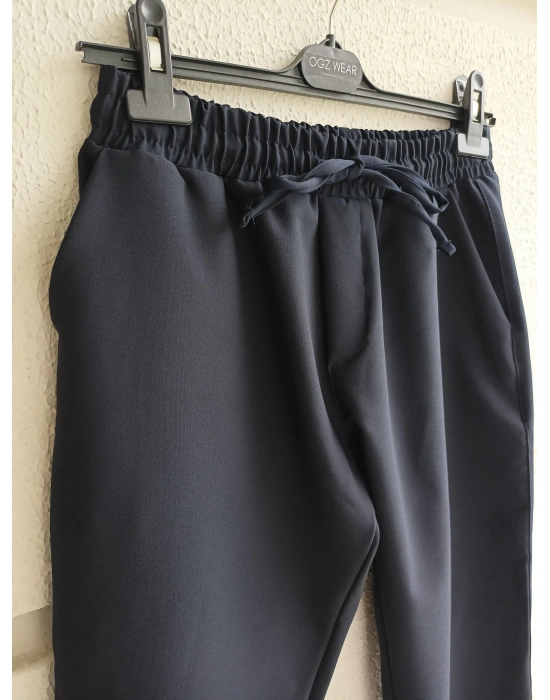 Lacivert Premium Double Kumaş Likralı Esnek Duble Paça Jogger Pantolon