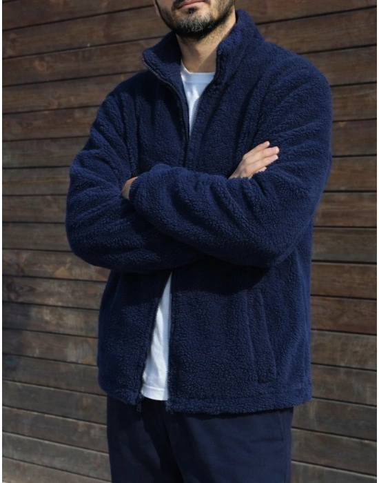 Lacivert Unisex Astarlı Premium Peluş Mont