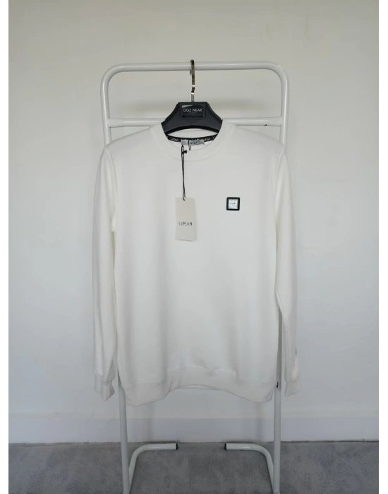 Lfn Beyaz Premium %100 Pamuklu Kumaş Uzun Kollu Sweat