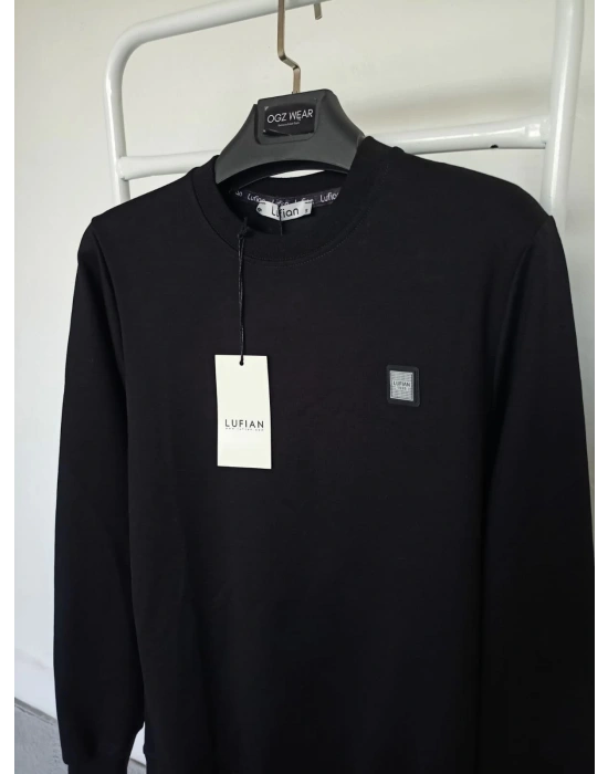 Lfn Siyah Premium %100 Pamuklu Kumaş Uzun Kollu Sweat