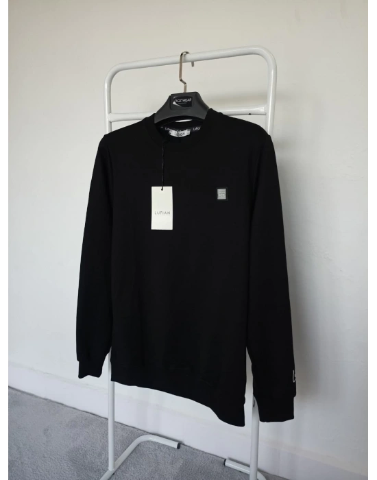Lfn Siyah Premium %100 Pamuklu Kumaş Uzun Kollu Sweat