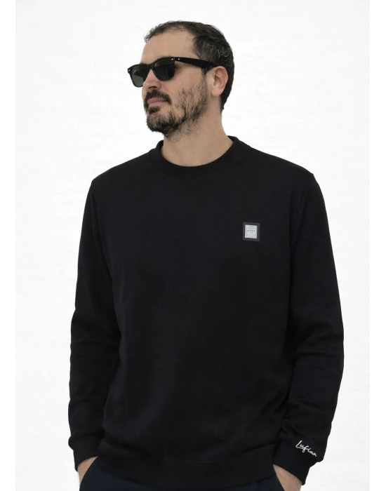 Lfn Siyah Premium %100 Pamuklu Kumaş Uzun Kollu Sweat