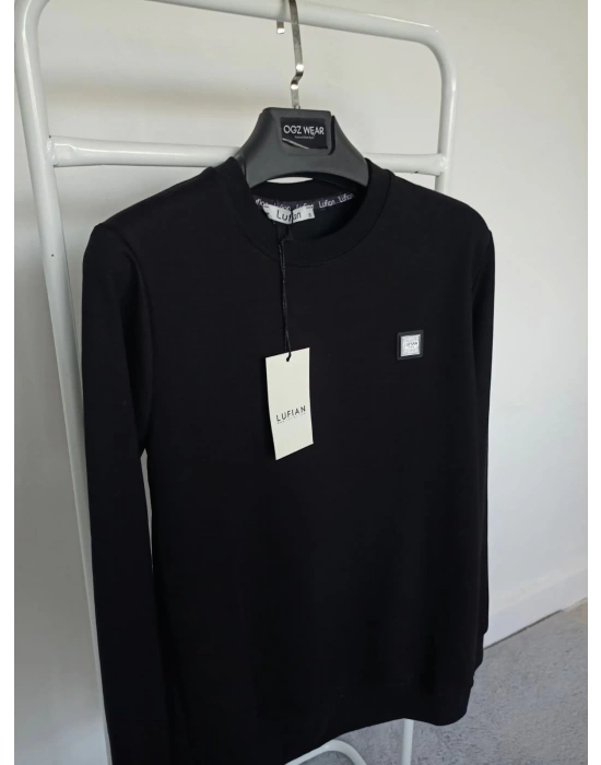 Lfn Siyah Premium %100 Pamuklu Kumaş Uzun Kollu Sweat