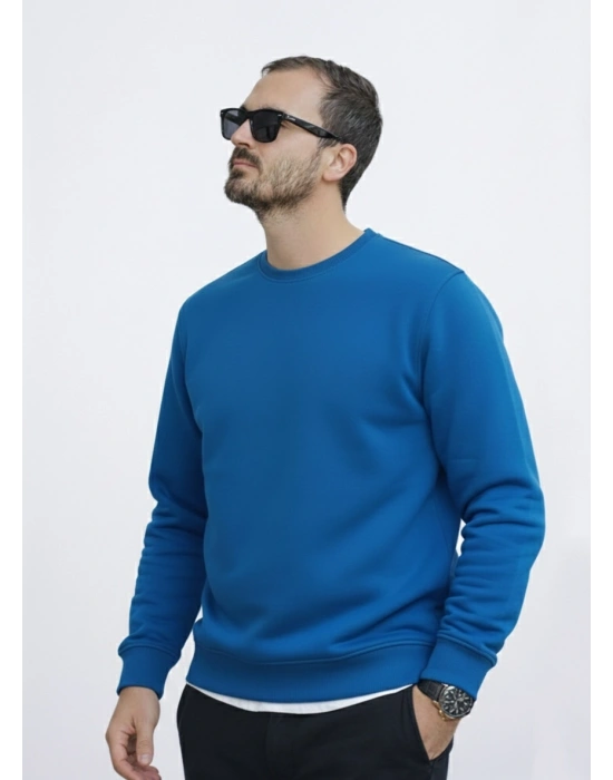 Mavi 3 İplik Şardonlu Premium Kumaş Sweat