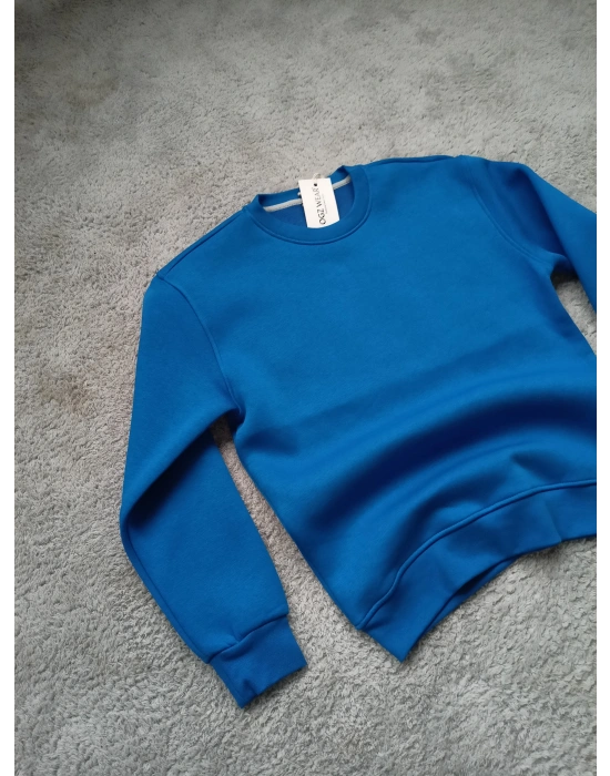 Mavi 3 İplik Şardonlu Premium Kumaş Sweat