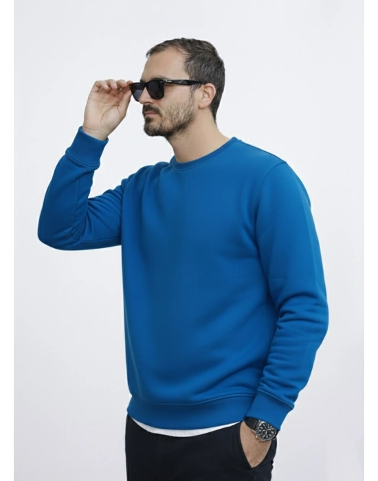Mavi 3 İplik Şardonlu Premium Kumaş Sweat