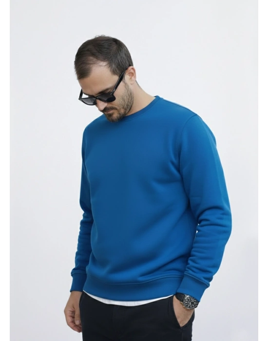 Mavi 3 İplik Şardonlu Premium Kumaş Sweat