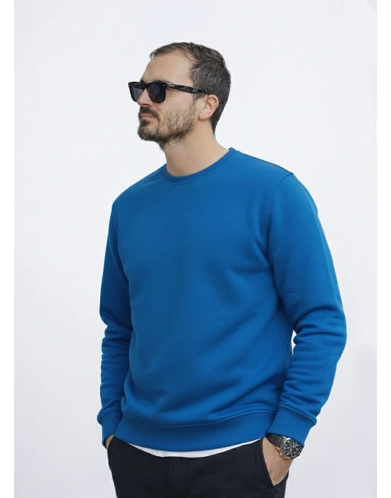 Mavi 3 İplik Şardonlu Premium Kumaş Sweat