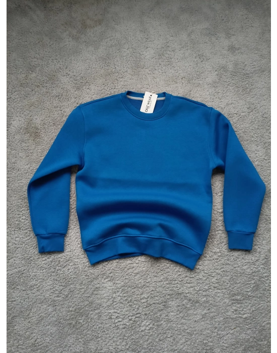 Mavi 3 İplik Şardonlu Premium Kumaş Sweat