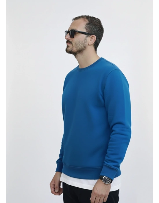 Mavi 3 İplik Şardonlu Premium Kumaş Sweat