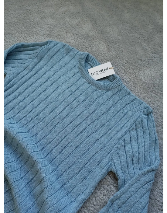 Mavi Bisiklet Yaka Premium Pamuklu Triko Kazak