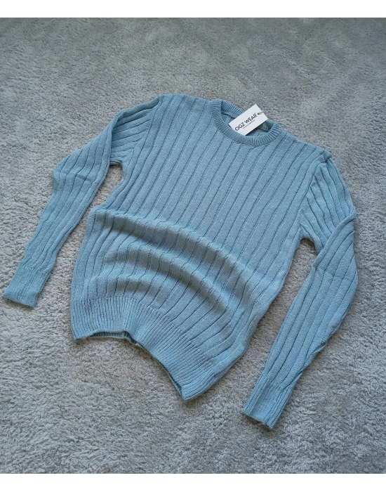 Mavi Bisiklet Yaka Premium Pamuklu Triko Kazak