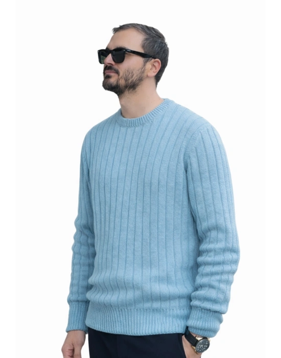 Mavi Bisiklet Yaka Premium Pamuklu Triko Kazak