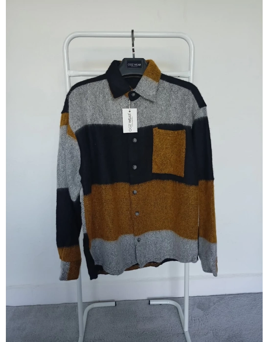 Gri Siyah Hardal Marrakech %100 Pamuklu Premium Oduncu Gömlek