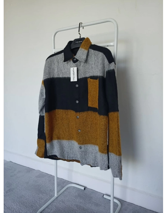 Gri Siyah Hardal Marrakech %100 Pamuklu Premium Oduncu Gömlek