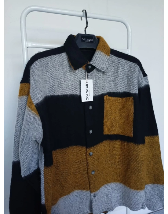 Gri Siyah Hardal Marrakech %100 Pamuklu Premium Oduncu Gömlek