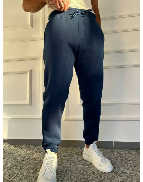 Petrol Mavi Premium 3 İplik Şardonlu Yüksek Kalite Lastik Paça Eşofman Altı