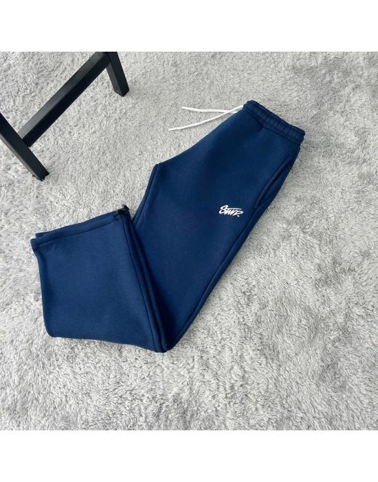 Petrol Mavi Stwd Premium Nakış Logo Detaylı Baggy Fit Eşofman Altı