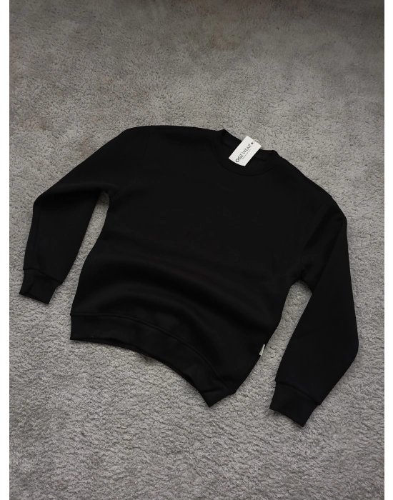 Siyah 3 İplik Şardonlu Premium Kumaş Sweat