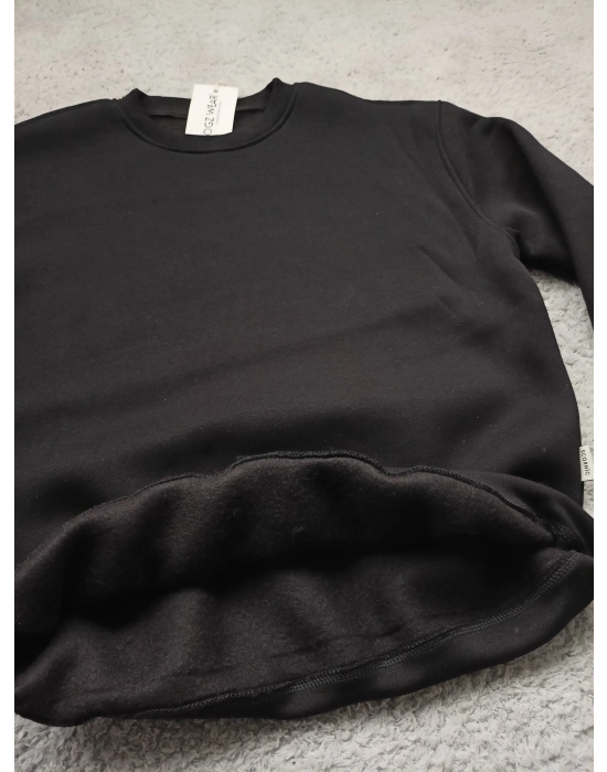 Siyah 3 İplik Şardonlu Premium Kumaş Sweat