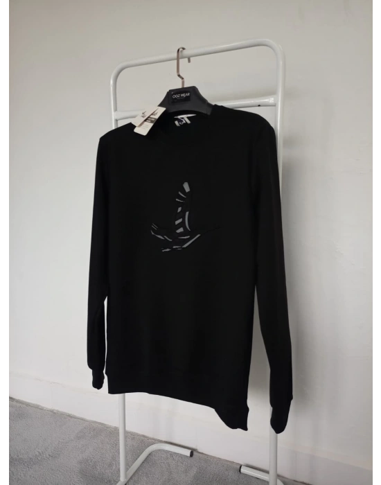 B.Club Siyah Premium %100 Pamuklu Kumaş Uzun Kollu Sweat