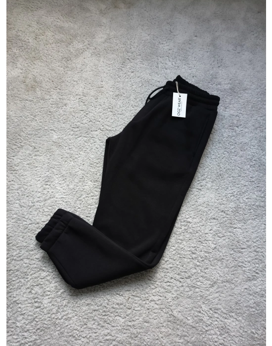 Siyah Gri Premium 3 İplik Şardonlu Yüksek Kalite Lastik Paça Eşofman Altı