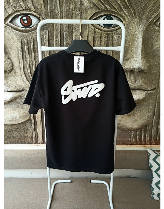 Siyah Kabartma Baskılı Marka Premium Yüksek Kalite Oversize T-Shirt