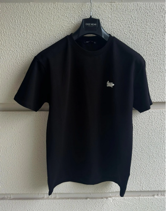 Siyah Kabartma Baskılı Marka Premium Yüksek Kalite Oversize T-Shirt