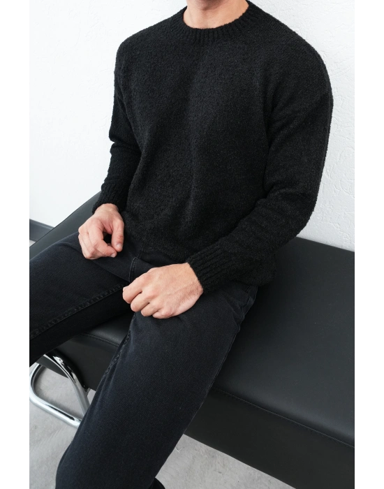 Siyah Marrakech Premium Sıfır Yaka Triko Kazak