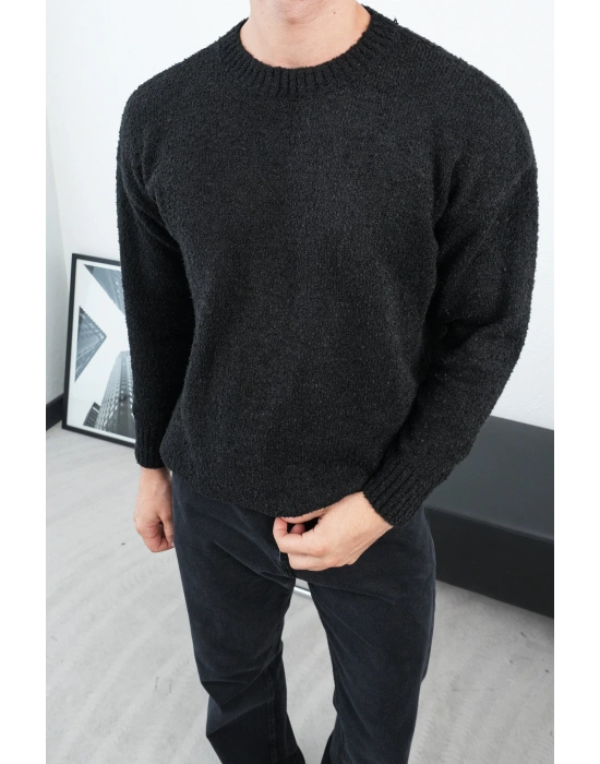 Siyah Marrakech Premium Sıfır Yaka Triko Kazak