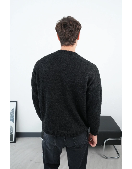 Siyah Marrakech Premium Sıfır Yaka Triko Kazak