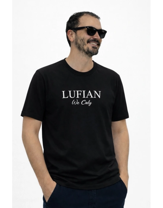 Siyah Premium %100 Pamuklu Bisiklet Yaka T-Shirt