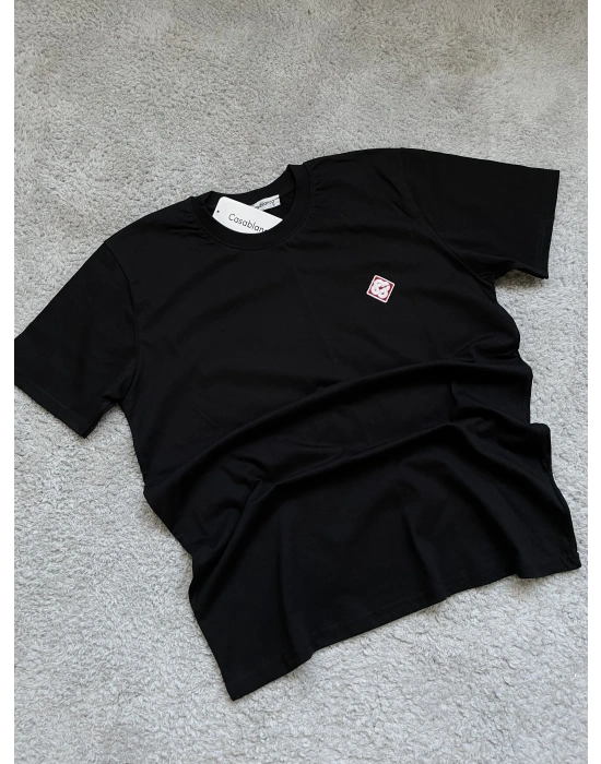 Siyah Premium %100 Pamuklu Bisiklet Yaka T-Shirt