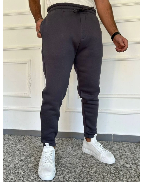 Antrasit Gri Premium 3 İplik Şardonlu Yüksek Kalite Lastik Paça Eşofman Altı