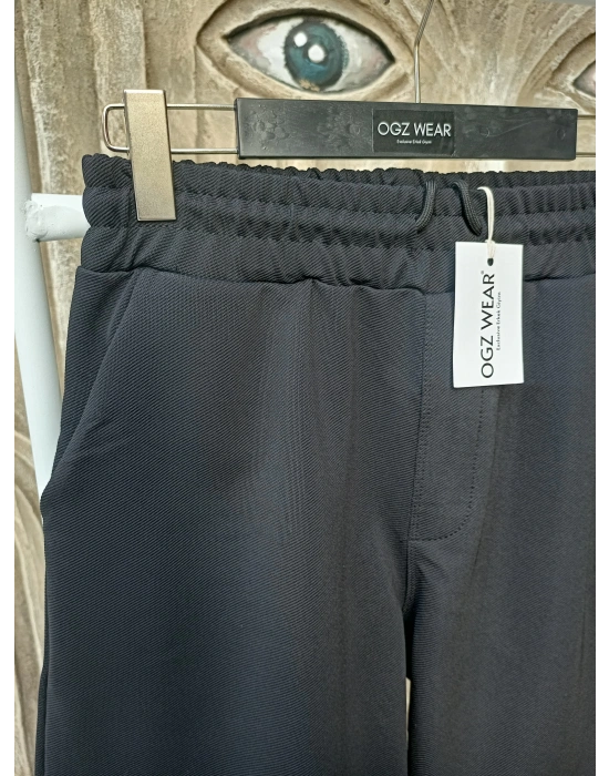 Siyah Premium Diagonal Kumaş Cepli Beli Lastikli Erkek Şort