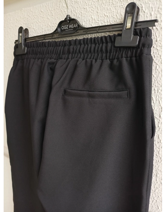 Siyah Premium Double Kumaş Likralı Esnek Duble Paça Jogger Pantolon