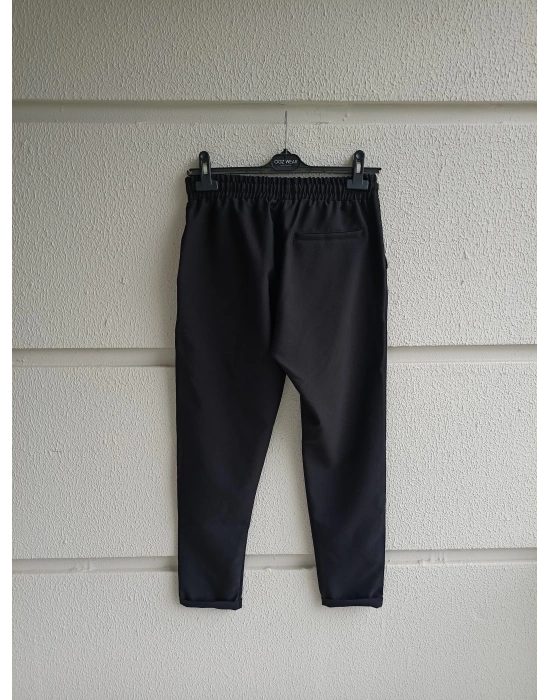 Siyah Premium Double Kumaş Likralı Esnek Duble Paça Jogger Pantolon