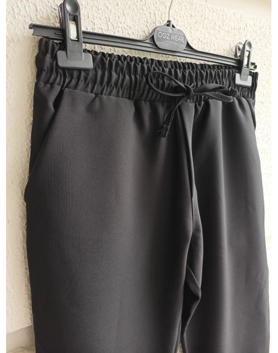 Siyah Premium Double Kumaş Likralı Esnek Duble Paça Jogger Pantolon