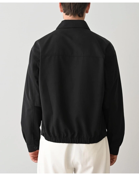 Siyah Premium Kumaş İnce Yazlık Düğme Detaylı Ceket