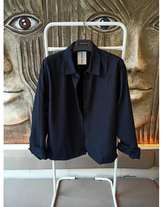 Siyah Premium Kumaş İnce Yazlık Düğme Detaylı Ceket