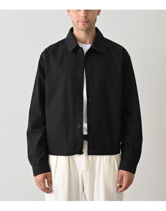 Siyah Premium Kumaş İnce Yazlık Düğme Detaylı Ceket