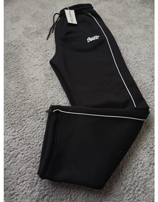 Siyah Stwd Premium Nakış Logo Detaylı Baggy Fit Eşofman Altı