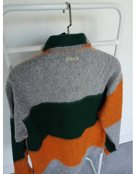 Turuncu Yeşil Marrakech %100 Pamuklu Premium Oduncu Gömlek