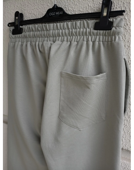 Yıkamalı Gri Premium İki İplik Eşofman Altı