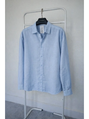 Bebe Mavi Bambu Keten Gömlek