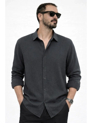 Füme İthal Premium Müslin Keten Kumaş Gömlek